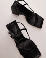 Wide Fit Gabby strappy block heel sandal in black
