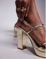 platform heeled sandal in gold