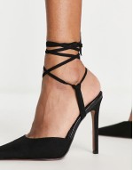 Prize tie leg high heeled shoes in black
