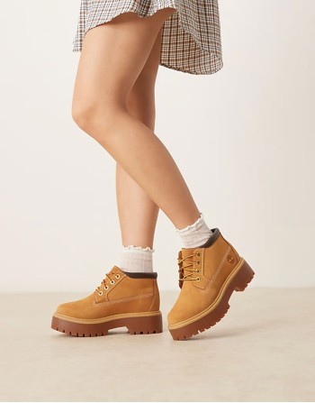 Stone Street Nellie platform boots in wheat nubuck