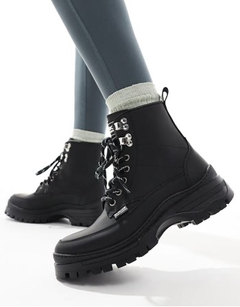 Alani leather rubber hiker boots in black