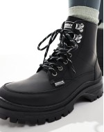 Alani leather rubber hiker boots in black