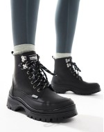 Alani leather rubber hiker boots in black