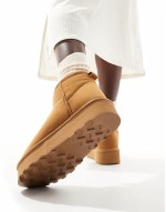 faux suede teddy lined boots in brown