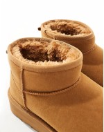 faux suede teddy lined boots in brown