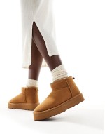 faux suede teddy lined boots in brown