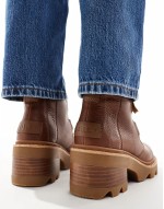 Joan Now heeled lace up leather boots in velvet tan and black
