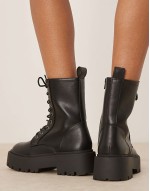 Wide Fit Adventure chunky lace up boots in black