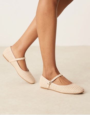 mary jane ballet flats in raffia