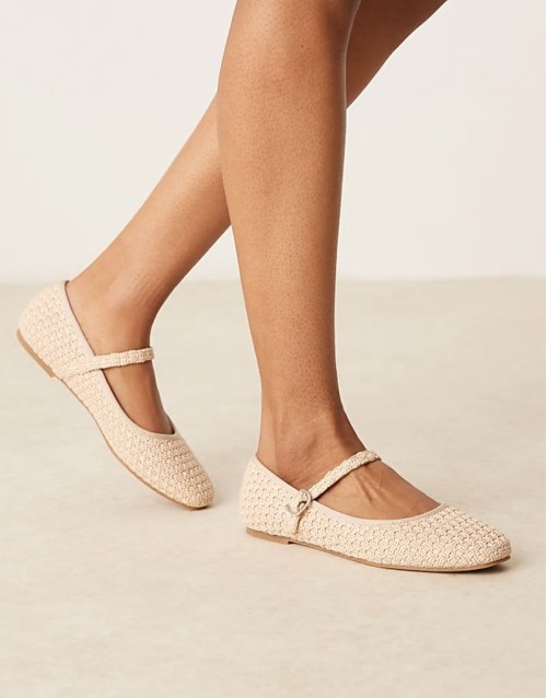mary jane ballet flats in raffia