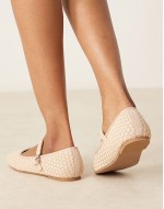 mary jane ballet flats in raffia