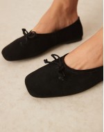 Landmark suede high-vamp ballets in black
