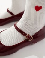 Iris Wide Fit ballet shoes in faux leather burgundy