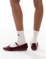 Iris Wide Fit ballet shoes in faux leather burgundy