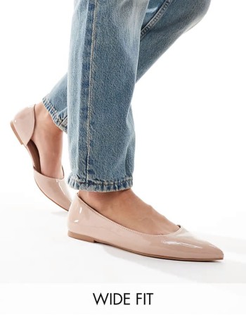 Special Offer Wide Fit Virtue d'orsay pointed ballet flats in beige patent
