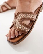 Federer woven flat sandals in camel