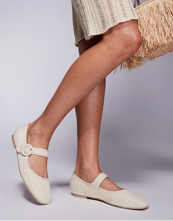 Griffin mary jane ballet flats in natural raffia