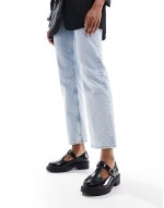 Wide Fit Margo mary jane flat shoes in black