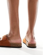 double strap footbed sandals in tan