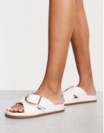 Flash buckle cross vamp flat sandals in white
