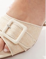 raffia heeled mule in cream